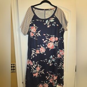 Comfy tshirt dress, floral and striped